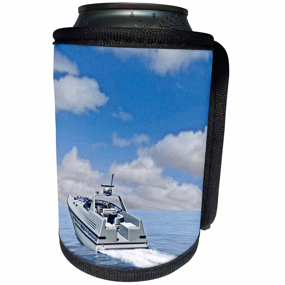 3dRose Boehm Graphics Ocean - A Speedboat speeding away to the horizon - Can Cooler Bottle Wrap (cc_282262)