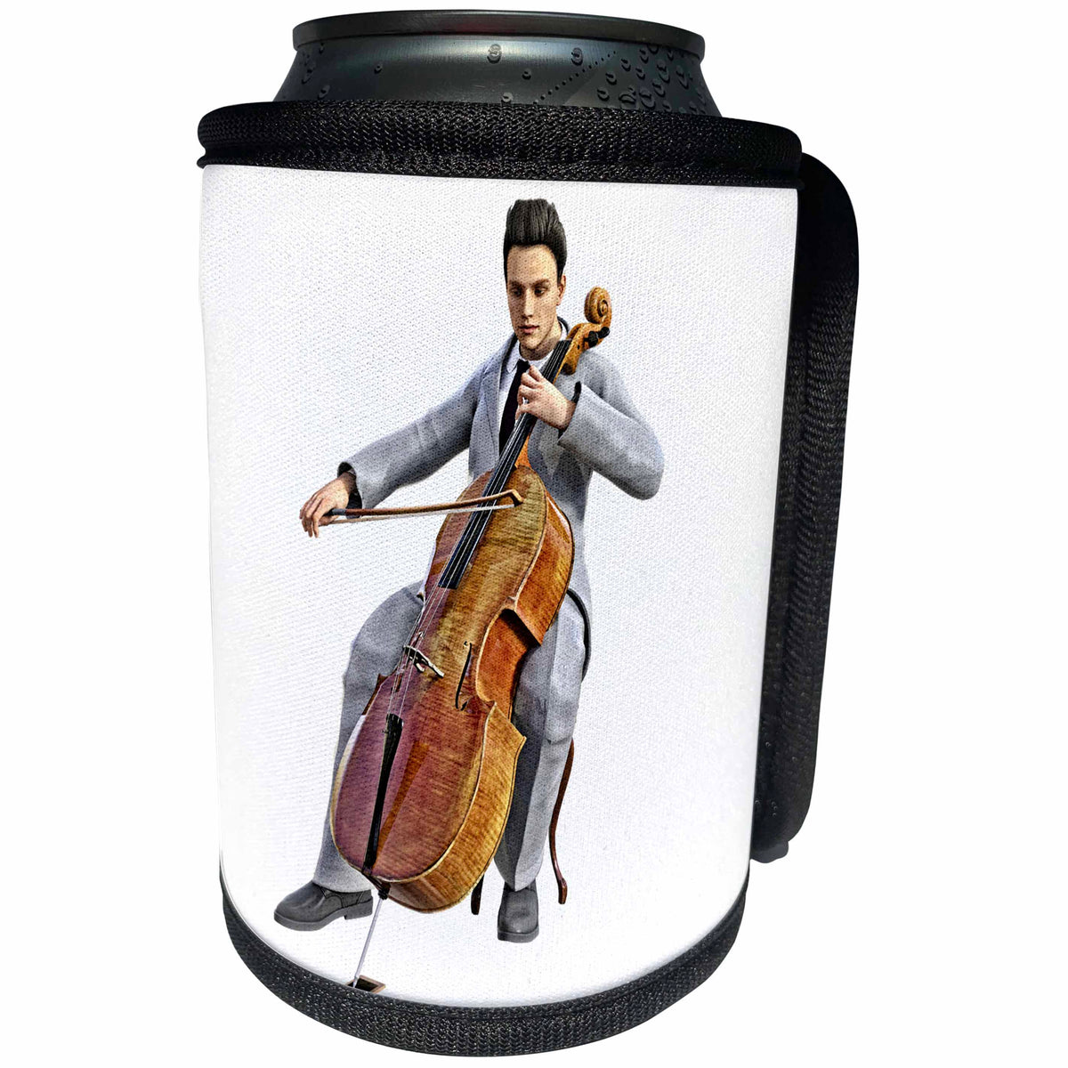 3dRose Boehm Graphics Music - A Male Cellist playing a Cello - Can Cooler Bottle Wrap (cc_282270)