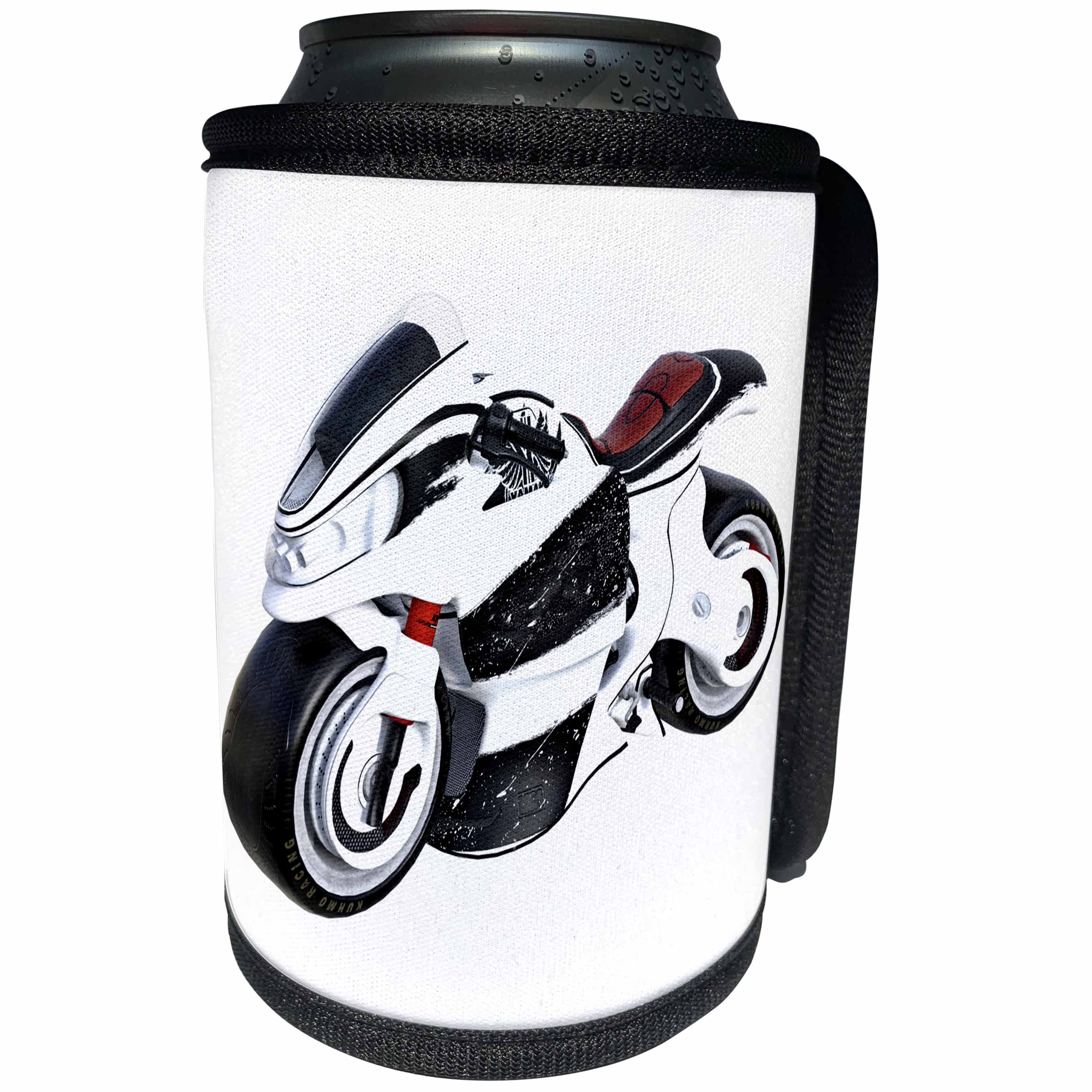 3dRose Boehm Graphics Motorcycle - A White Sport Motorcycle - Can Cooler Bottle Wrap (cc_282273)