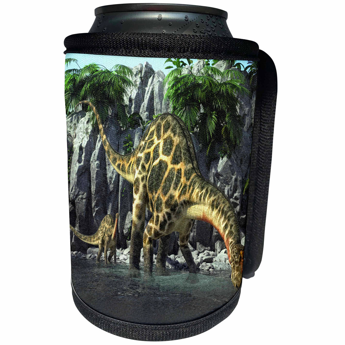 3dRose Boehm Graphics Dinosaur - Dicraeosaurus Dinosaur Scene - Can Cooler Bottle Wrap (cc_282330)