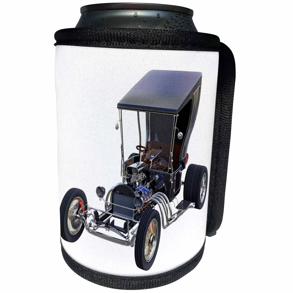 3dRose Boehm Graphics Car - Fantastic Hot Rod in Black - Can Cooler Bottle Wrap (cc_282345)