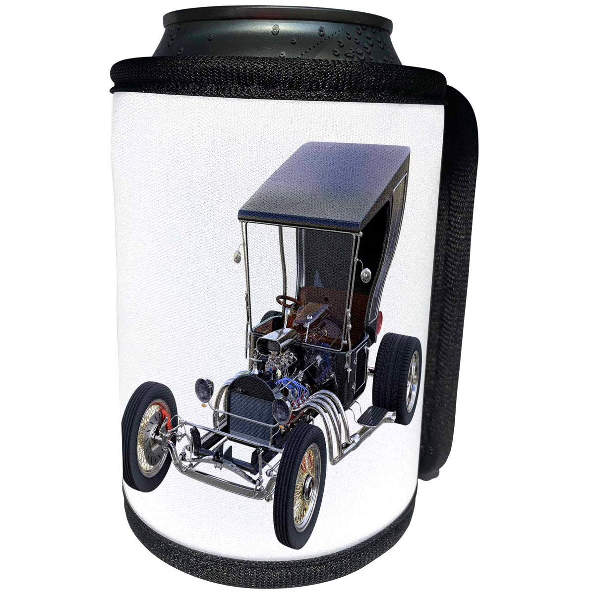 3dRose Boehm Graphics Car - Fantastic Hot Rod in Black - Can Cooler Bottle Wrap (cc_282345)