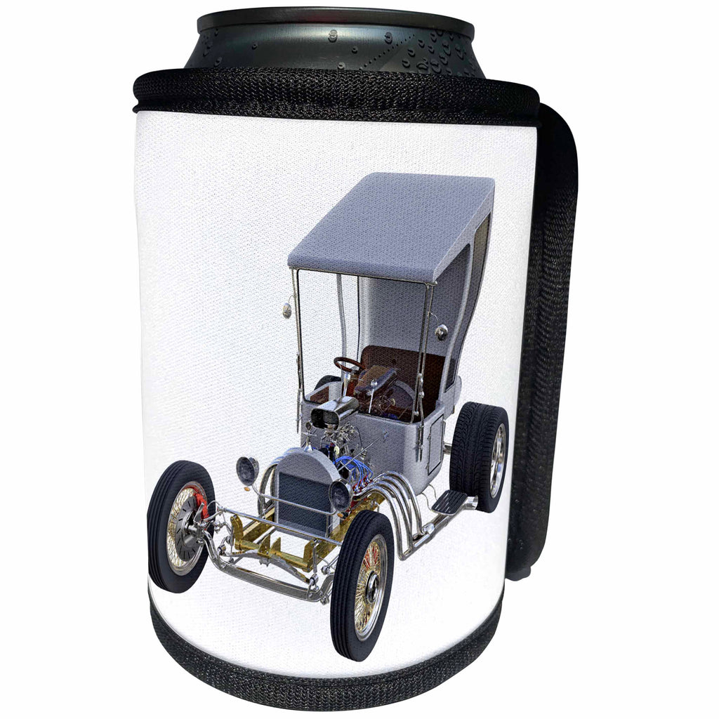3dRose Boehm Graphics Car - Fantastic Hot Rod in Silver - Can Cooler Bottle Wrap (cc_282352)