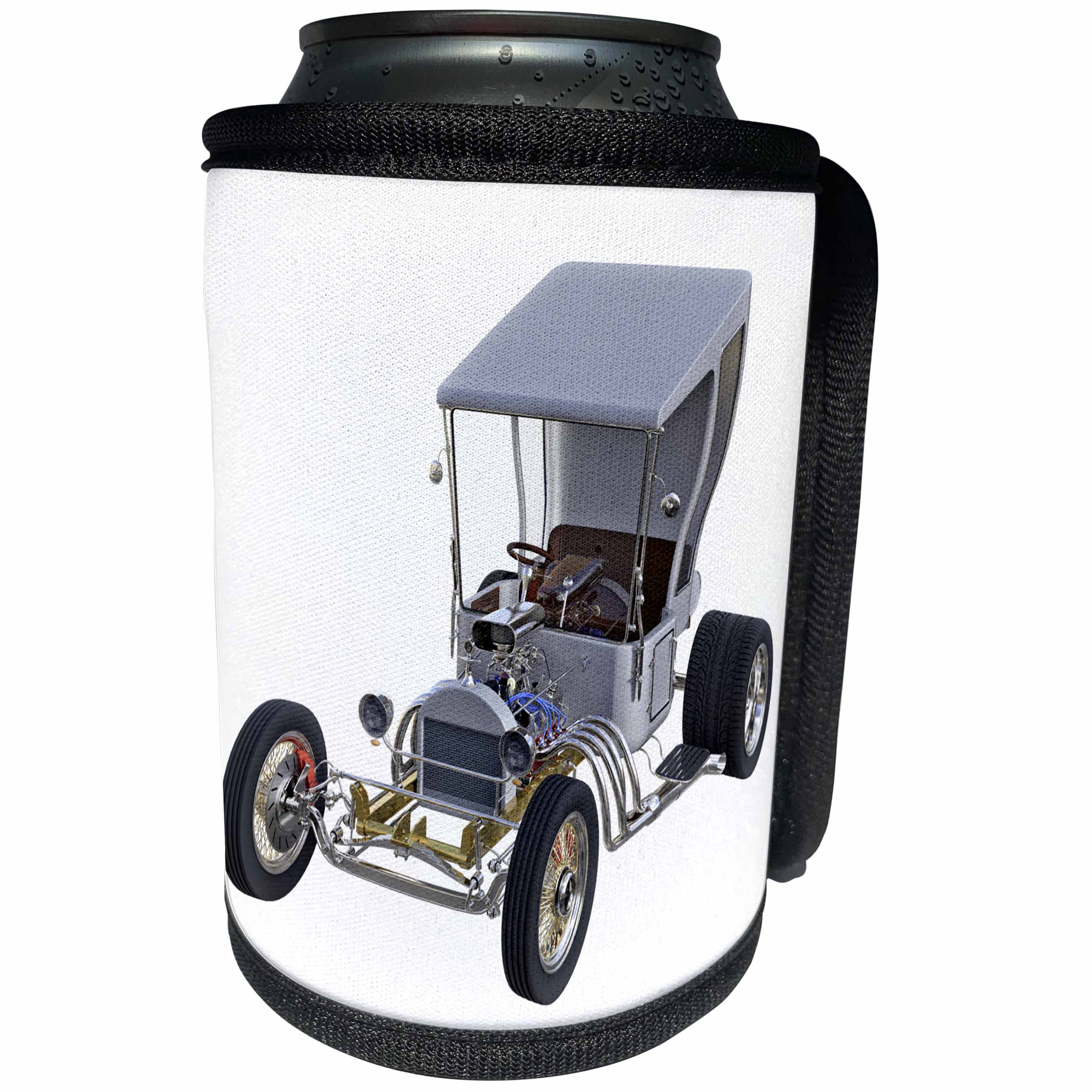3dRose Boehm Graphics Car - Fantastic Hot Rod in Silver - Can Cooler Bottle Wrap (cc_282352)