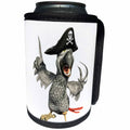 3dRose Boehm Graphics Cartoon - African Grey Cartoon Parrot Pirate Captain - Can Cooler Bottle Wrap (cc_282377)