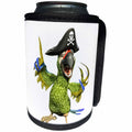 3dRose Boehm Graphics Cartoon - Military Green Cartoon Parrot Pirate Captain - Can Cooler Bottle Wrap (cc_282379)