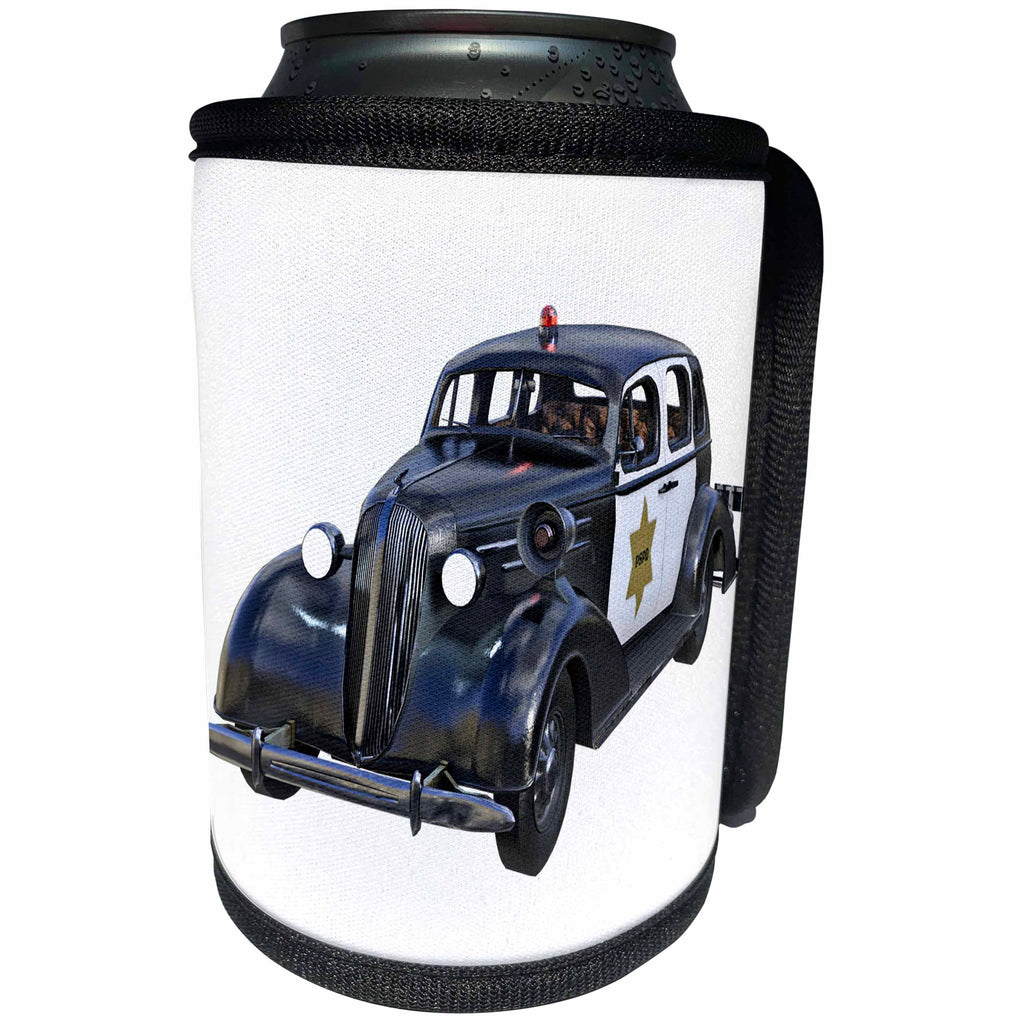 3dRose Boehm Graphics Car - Old Style Police Car - Can Cooler Bottle Wrap (cc_282381)