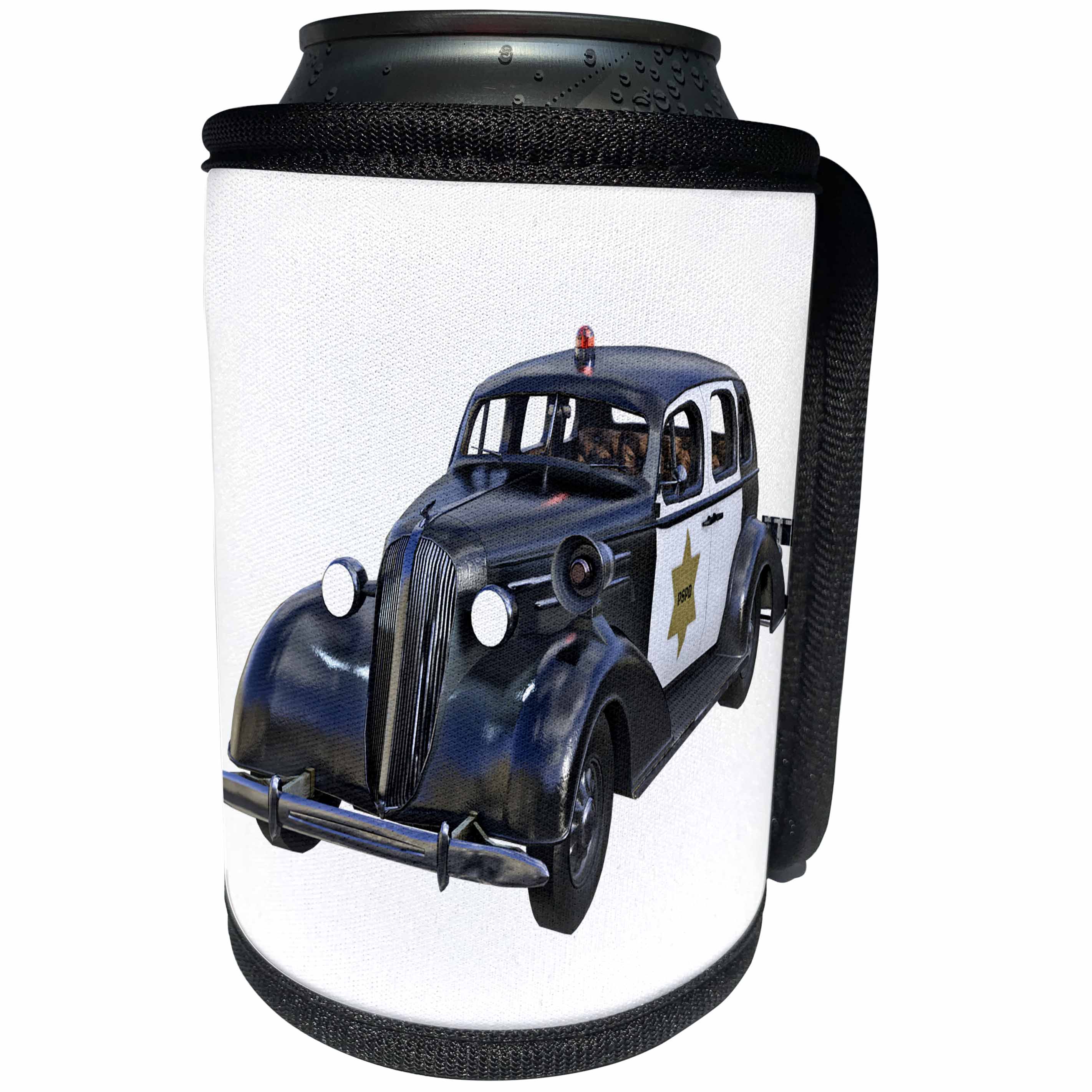 3dRose Boehm Graphics Car - Old Style Police Car - Can Cooler Bottle Wrap (cc_282381)