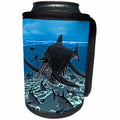 3dRose Boehm Graphics Dinosaur - Shonisaurus Dinosaur Attacking Sharks - Can Cooler Bottle Wrap (cc_282393)