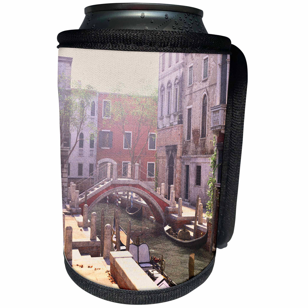 3dRose Boehm Graphics Travel - Canals of Venice with Gondolas in Full Sunlight - Can Cooler Bottle Wrap (cc_282403)