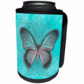 3dRose Andrea Haase Animals Illustration - Turquoise Butterfly Mixed Media Art Illustration - Can Cooler Bottle Wrap (cc_282440)