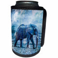3dRose Andrea Haase Animals Illustration - Blue Elephant Mixed Media Art - Can Cooler Bottle Wrap (cc_282451)