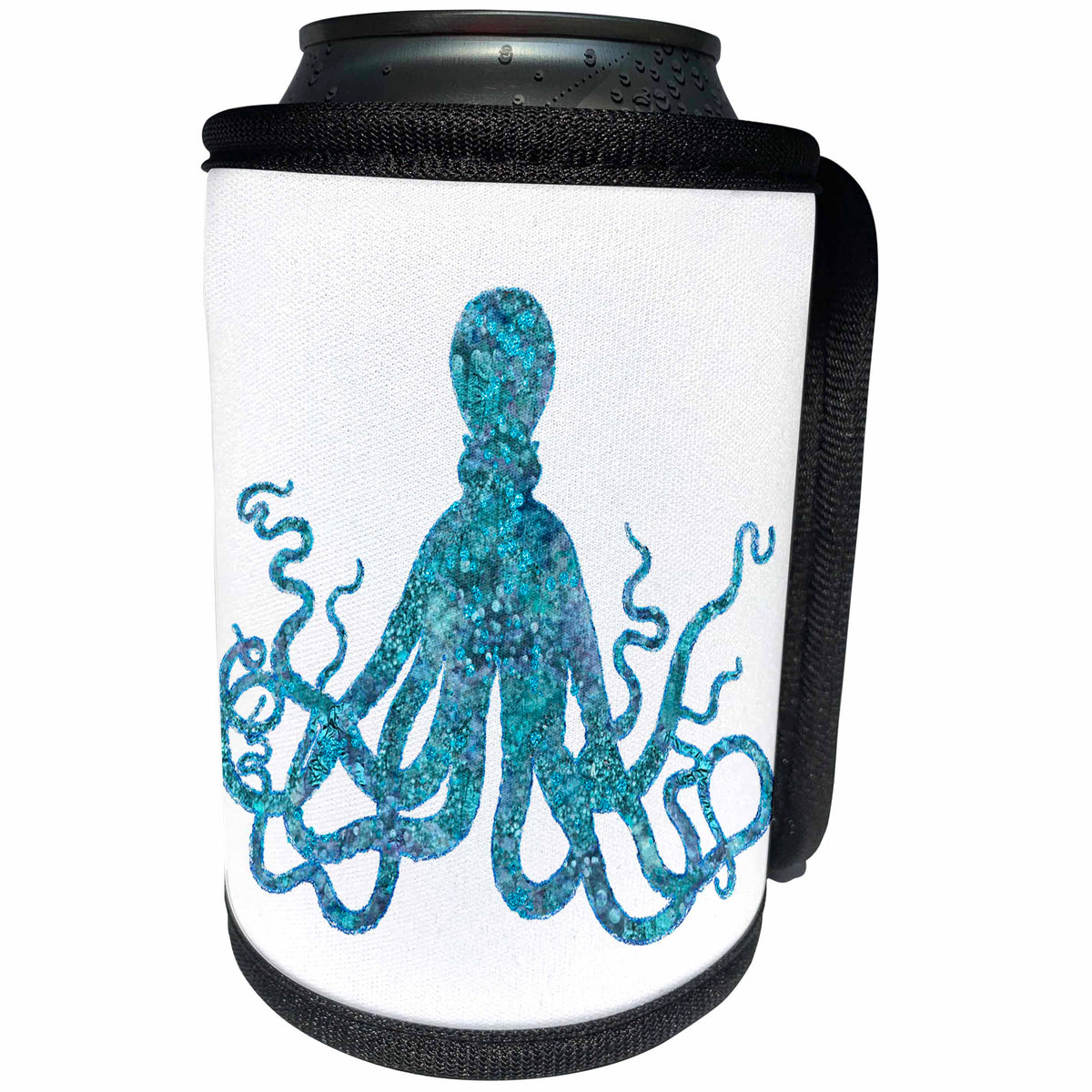 3dRose Andrea Haase Animals Illustration - Turquoise Blue Glamorous Octopus Art - Can Cooler Bottle Wrap (cc_282455)