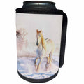 3dRose Andrea Haase Animals Illustration - White Horse In Winter Landscape Illustration - Can Cooler Bottle Wrap (cc_282461)