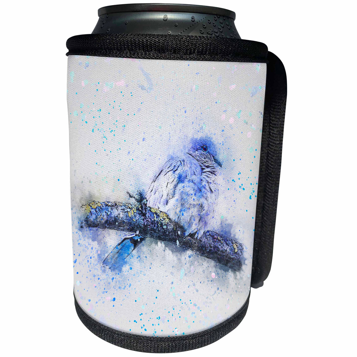 3dRose Andrea Haase Animals Illustration - Blue Watercolor Bird Painting - Can Cooler Bottle Wrap (cc_282469)