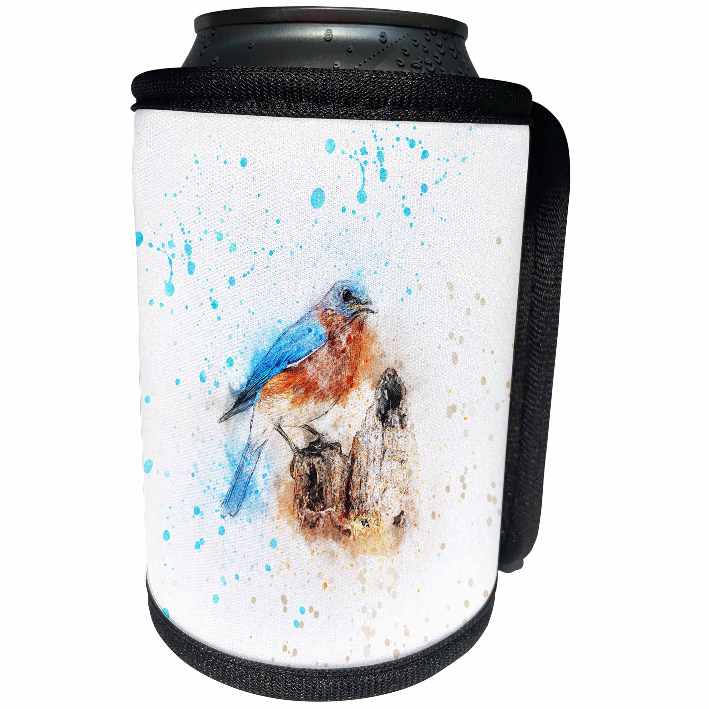 3dRose Andrea Haase Animals Illustration - Blue Orange Kingfisher Bird Illustration - Can Cooler Bottle Wrap (cc_282470)