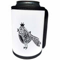 3dRose Andrea Haase Animals Illustration - Cute Black And White Doodle Pattern Bird With Crown - Can Cooler Bottle Wrap (cc_282471)