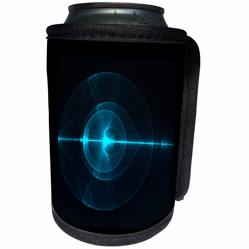 3dRose Andrea Haase Art Illustration - Turquoise Black Abstract Fractal Light Art - Can Cooler Bottle Wrap (cc_282494)