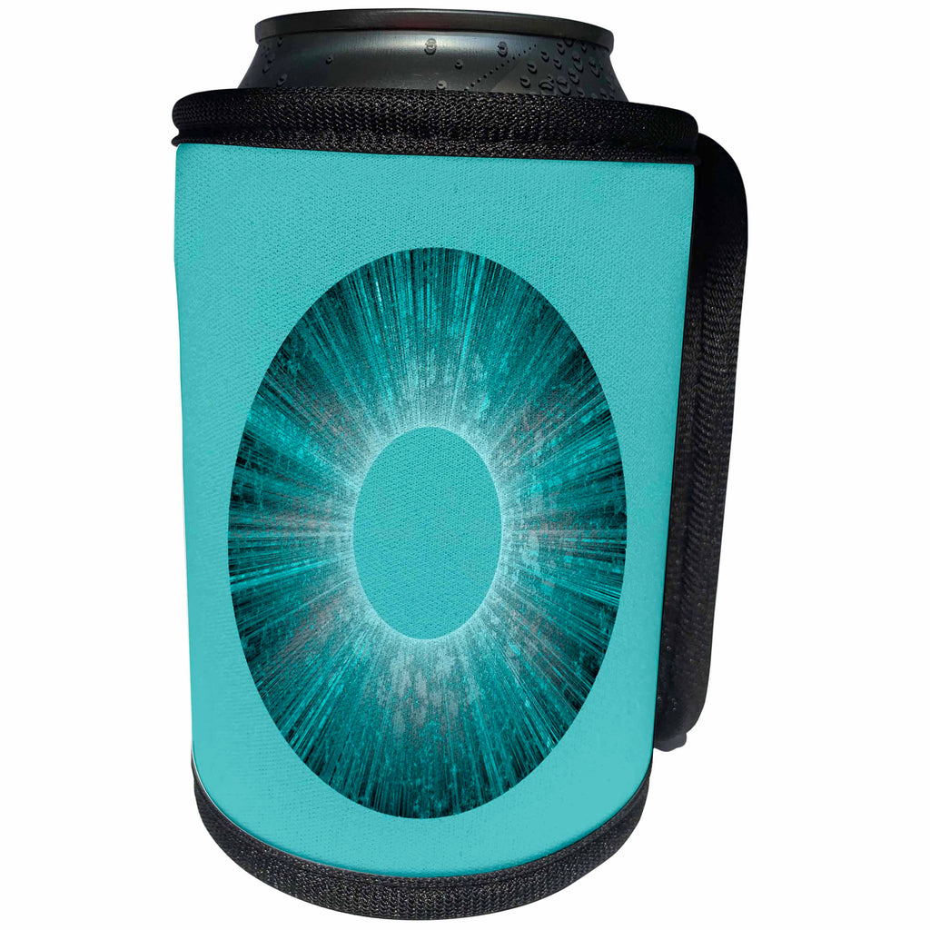 3dRose Andrea Haase Art Illustration - Abstract Art Blue Iris On Turquoise - Can Cooler Bottle Wrap (cc_282500)