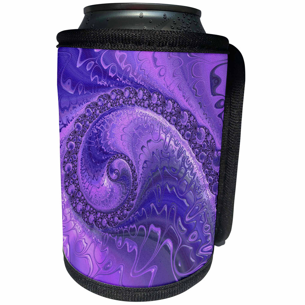 3dRose Andrea Haase Art Illustration - Abstract Art Flourish Fractal In Purple And Lilac - Can Cooler Bottle Wrap (cc_282511)