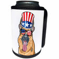 3dRose Patriotic American Dogs - German Shepherd Dog With American Flag Sunglasses and Top hat - Can Cooler Bottle Wrap (cc_282708)