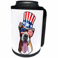 3dRose Patriotic American Dogs - Boxer Dog With American Flag Sunglasses and Top hat - Can Cooler Bottle Wrap (cc_282710)