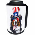 3dRose Patriotic American Dogs - Burmese Mountain Dog With American Flag Sunglasses and Top hat - Can Cooler Bottle Wrap (cc_282711)