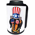 3dRose Patriotic American Dogs - Dachshund Dog With American Flag Sunglasses and Top hat - Can Cooler Bottle Wrap (cc_282712)