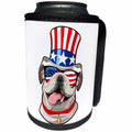 3dRose Patriotic American Dogs - English Bulldog Dog With American Flag Sunglasses and Top hat - Can Cooler Bottle Wrap (cc_282713)