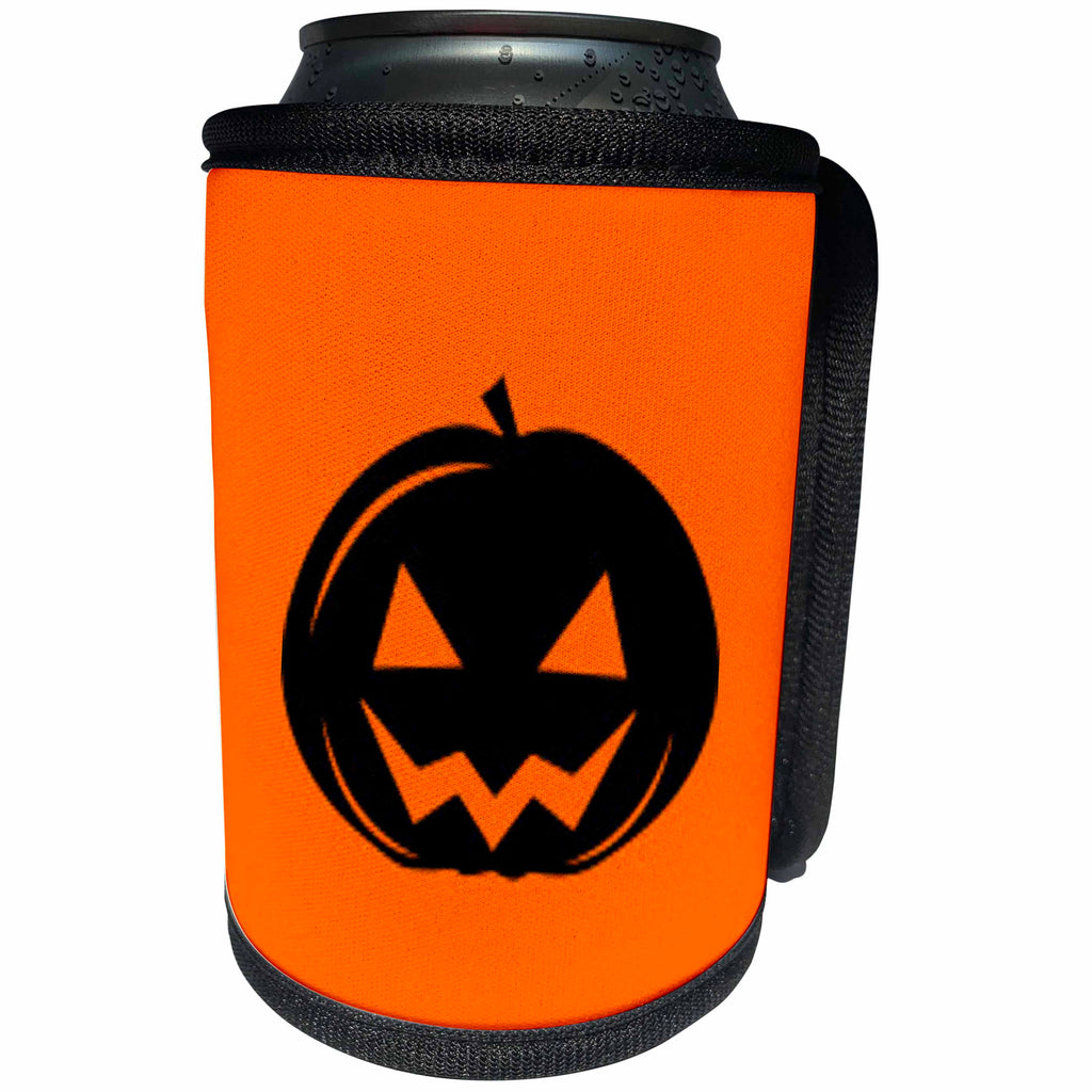 3dRose Kultjers Fun - Black pumpkin - Can Cooler Bottle Wrap (cc_282728)