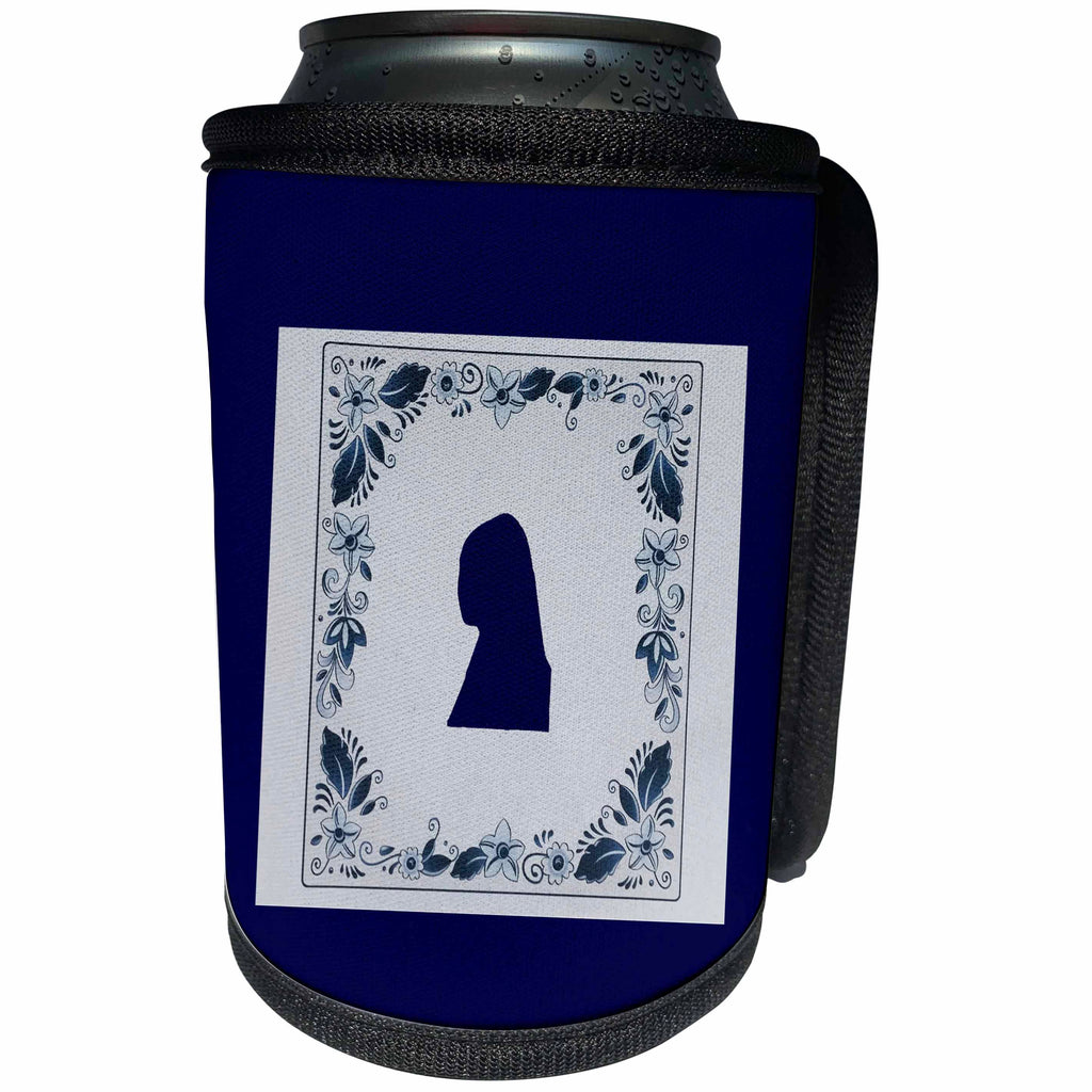 3dRose Kultjers Fun - Delft blue tile girl with a pearl earring - Can Cooler Bottle Wrap (cc_282736)