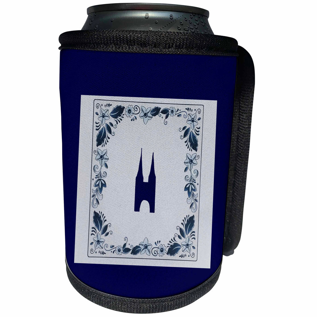 3dRose Kultjers Fun - Delft blue tile city gate - Can Cooler Bottle Wrap (cc_282737)