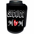 3dRose RinaPiro Graduation Sayings - Senior Mom. Heart. Black and white. - Can Cooler Bottle Wrap (cc_282822)