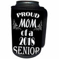 3dRose RinaPiro Graduation Sayings - Proud Mom of 2018 Senior. Black and white. - Can Cooler Bottle Wrap (cc_282823)