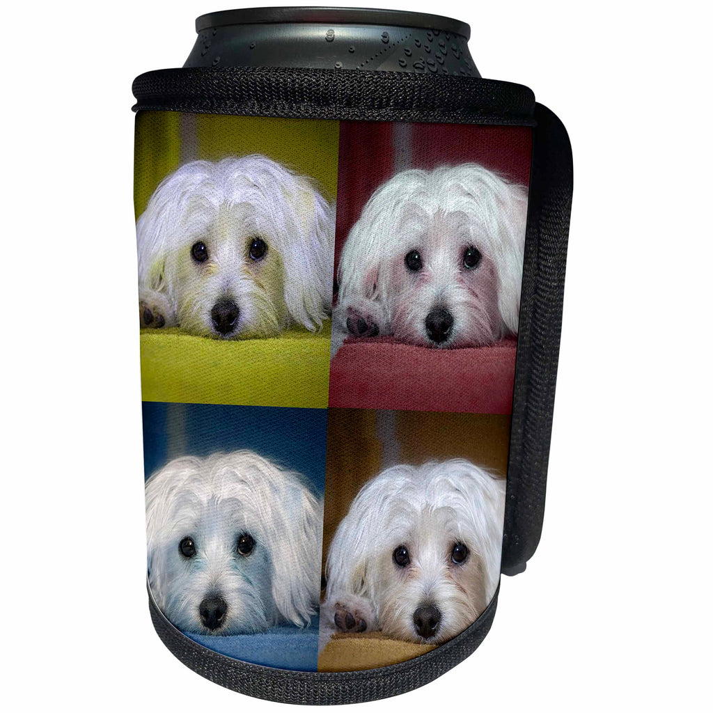 3dRose RinaPiro Dogs - Maltese. Pop art. - Can Cooler Bottle Wrap (cc_282828)