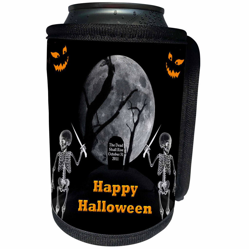 3dRose Edmond Hogge Jr Halloween - Happy Halloween - Can Cooler Bottle Wrap (cc_28286)