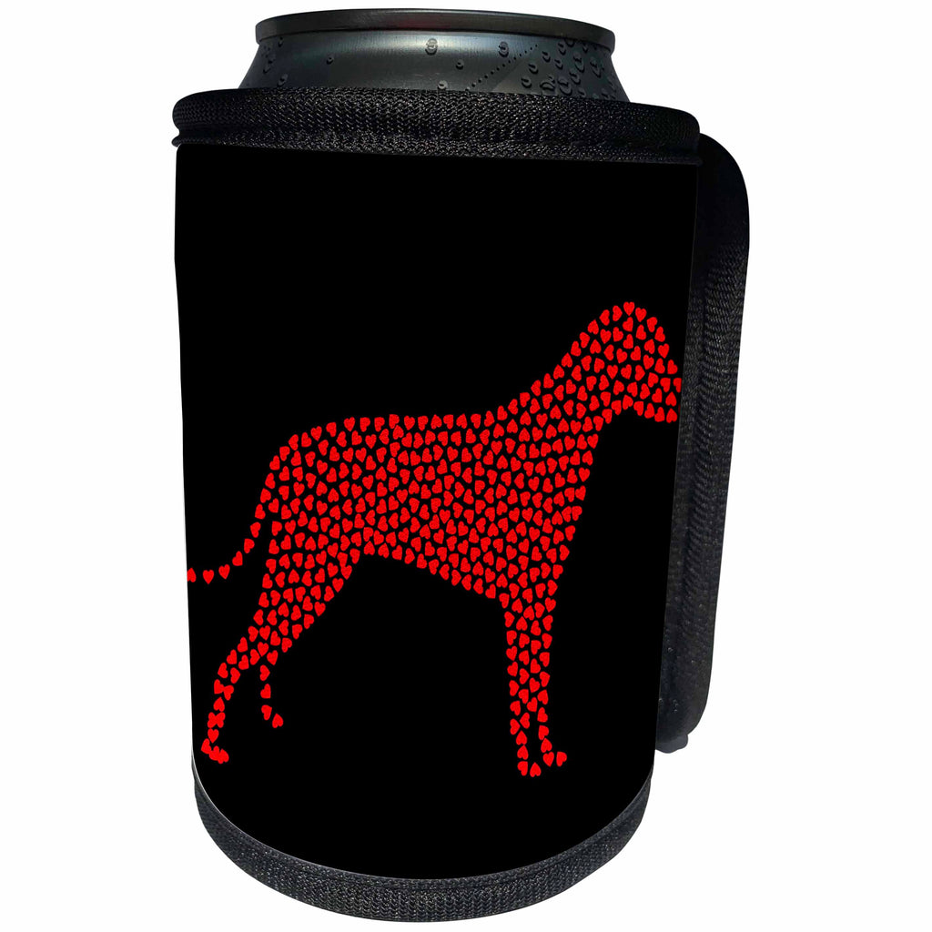 3dRose Dogs - Love. Red hearts. Black and red. - Can Cooler Bottle Wrap (cc_282863)