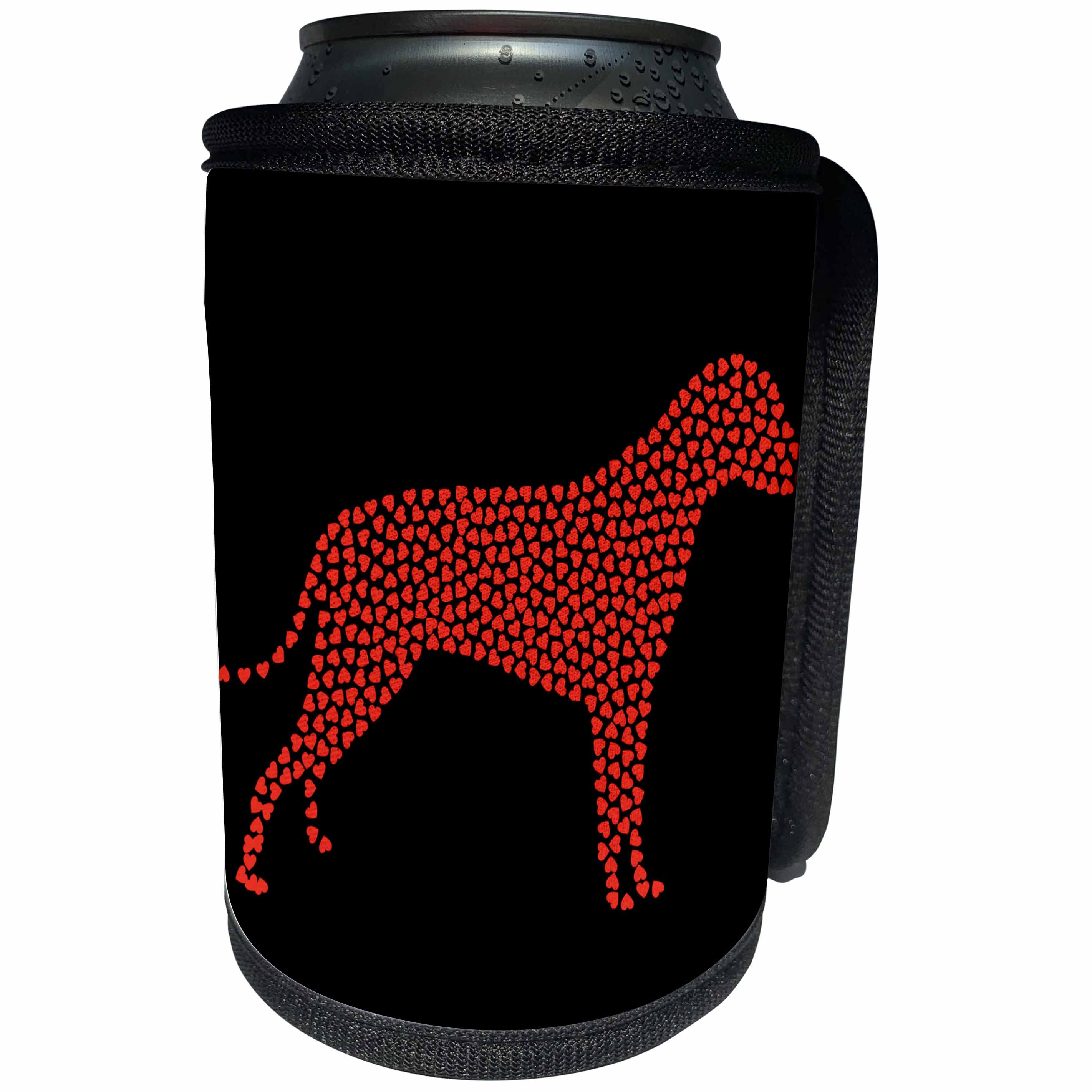 3dRose Dogs - Love. Red hearts. Black and red. - Can Cooler Bottle Wrap (cc_282863)