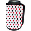 3dRose Anne Marie Baugh - Patterns - Cute Red, Black, and White Polka Dots - Can Cooler Bottle Wrap (cc_282873)