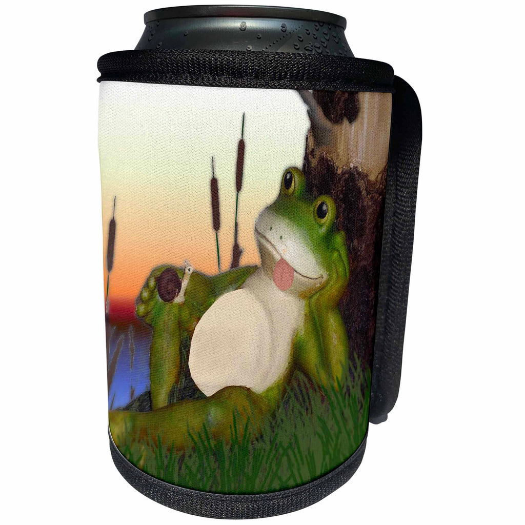 3dRose Edmond Hogge Jr Nature n Wildlife - The Frog and the Snail - Can Cooler Bottle Wrap (cc_28288)