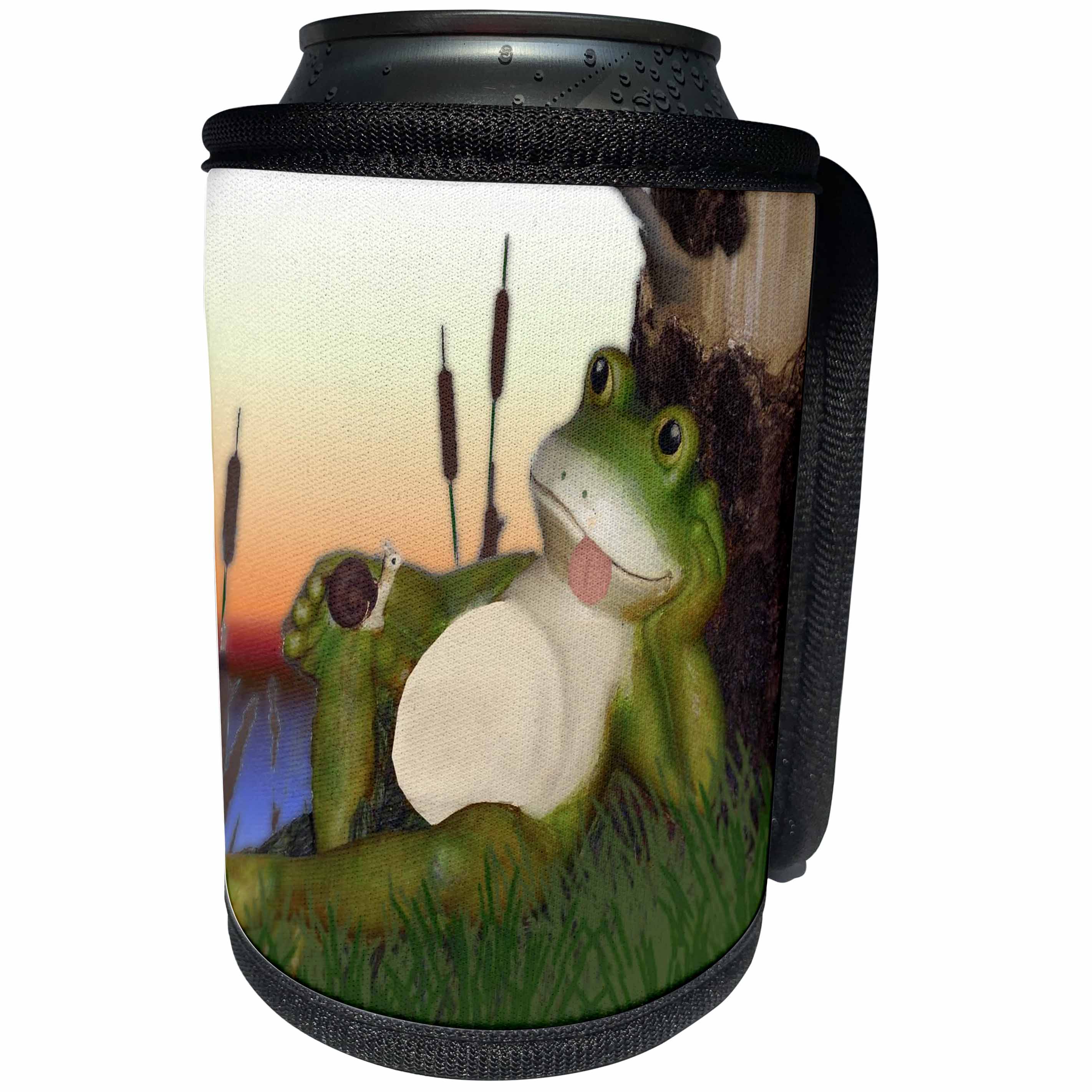 3dRose Edmond Hogge Jr Nature n Wildlife - The Frog and the Snail - Can Cooler Bottle Wrap (cc_28288)