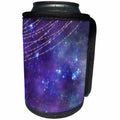 3dRose Anne Marie Baugh - Design - Pretty Blue Watercolor Galaxy Night With Printed String Lights - Can Cooler Bottle Wrap (cc_283051)