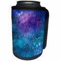 3dRose Anne Marie Baugh - Design - Pretty Faux Printed Blue and Pink Foil Mandela On Blue - Can Cooler Bottle Wrap (cc_283064)