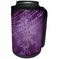 3dRose Anne Marie Baugh - Design - Pretty White Floral Overlaid On Soft Purple With Sparkle Lights - Can Cooler Bottle Wrap (cc_283075)
