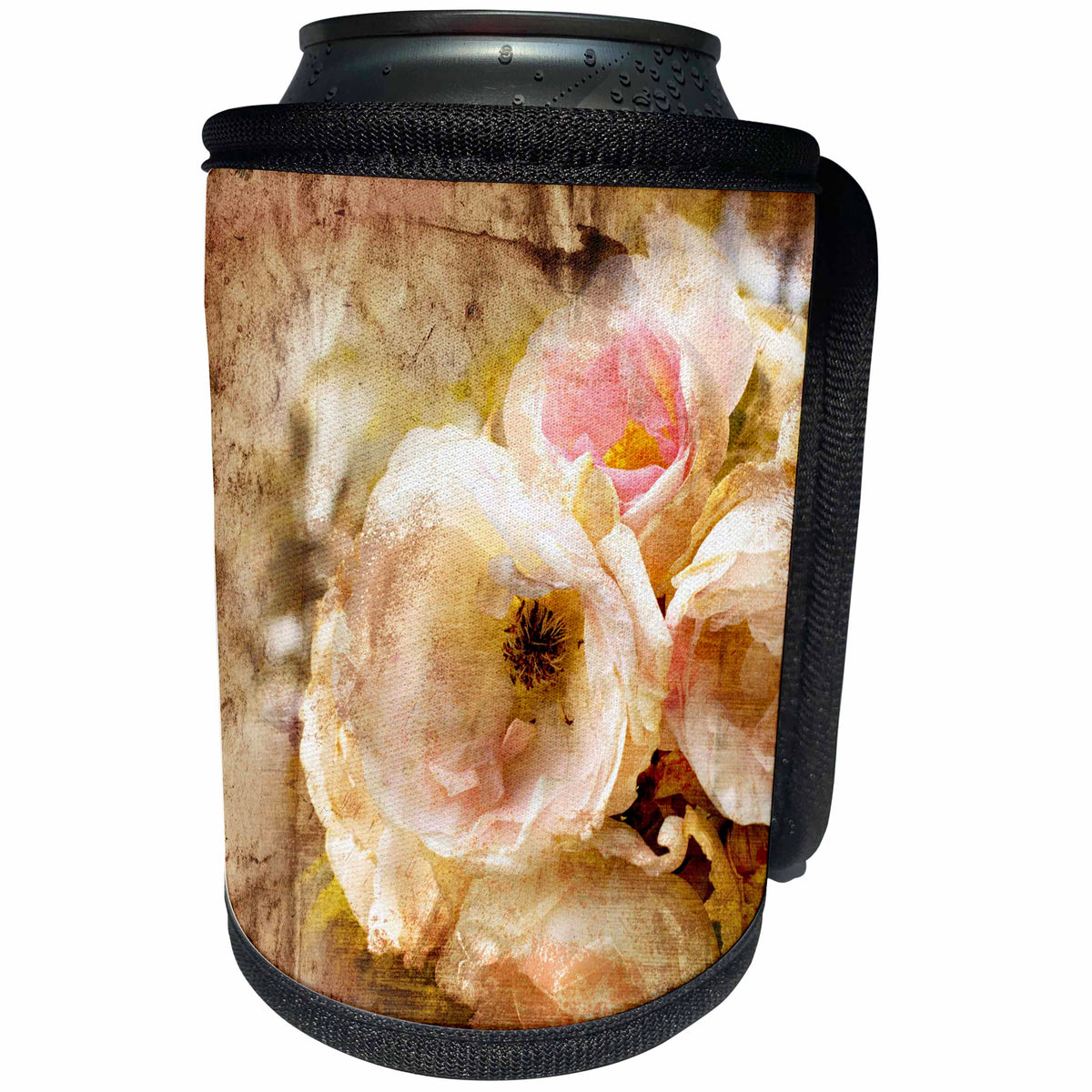 3dRose Anne Marie Baugh - Collage - Vintage Pink and White Rose Collage Design - Can Cooler Bottle Wrap (cc_283084)
