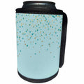 3dRose Anne Marie Baugh - Confetti - Aqua and Faux Gold Confetti On A Light Blue Background - Can Cooler Bottle Wrap (cc_283087)