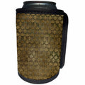 3dRose Anne Marie Baugh - Patterns - Fancy Faux Gold Crowns and Fleur De Lis On Grunge Brown Pattern - Can Cooler Bottle Wrap (cc_283114)