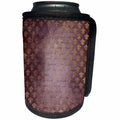 3dRose Anne Marie Baugh - Patterns - Pretty Faux Gold Fleur De Lis On Purple Ephemra Pattern - Can Cooler Bottle Wrap (cc_283117)
