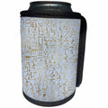 3dRose Anne Marie Baugh - Patterns - Light Blue and Faux Gold Egyptian Hieroglyphics Pattern - Can Cooler Bottle Wrap (cc_283128)