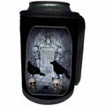 3dRose WhiteOaks Halloween Skulls - RIP with Crow Halloween Skull Design - Can Cooler Bottle Wrap (cc_28313)